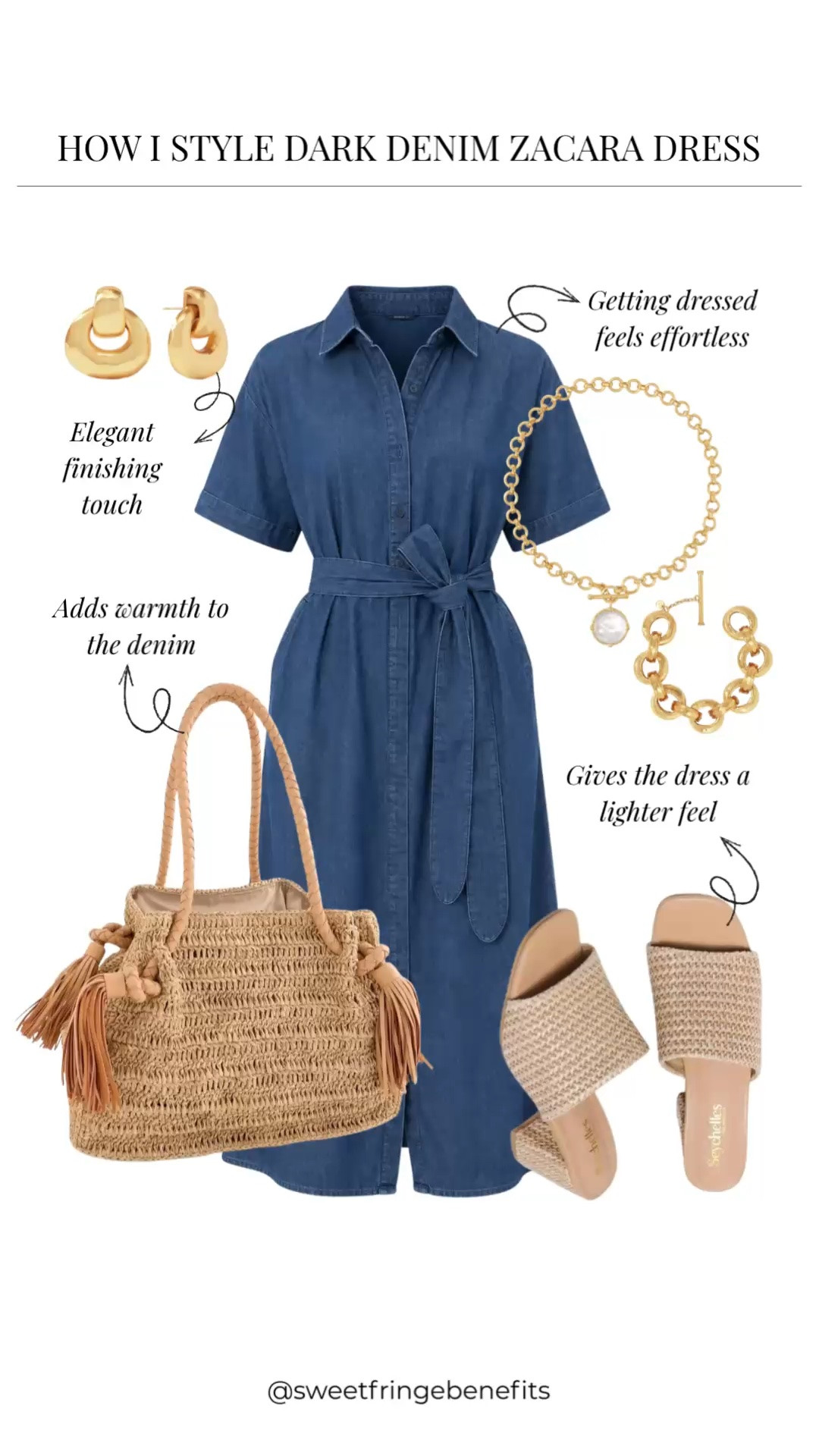 A denim dress like this makes getting dressed pretty simple. I’d add the woven bag and sandals for a little bit of summer, and call it a day.

#LTKootd #LTKPetite #LTKOver40