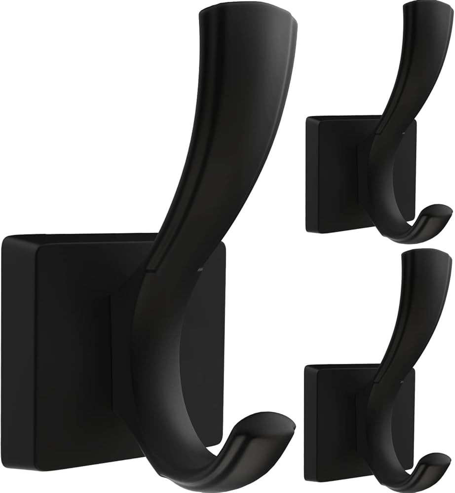 TOFIIGREM Wall Hooks Towel Hooks, Bath Robe Hook Heavy Duty Thick Coat Hooks Aluminum Alloy Doubl... | Amazon (US)