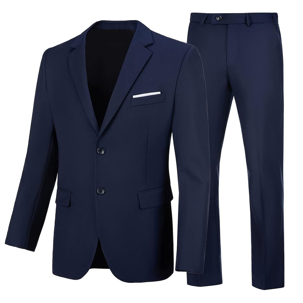 Mens 2 Piece Suit Slim Fit Business Wedding Party Tuxedo Dress Suits for Men Jacket and Pants Set | Amazon (US)