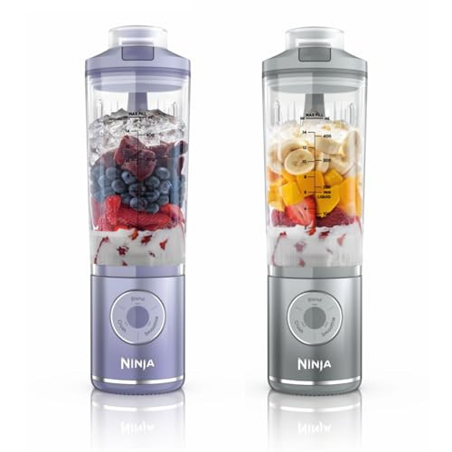 Ninja Blast Max Tragbarer Mixer/Blender/Smoothie Maker, 2 x 570 ml, wiederaufladbar, Mixbecher & auslaufsicherer Deckel, 3 Funktionen, Smoothies, Proteinshakes, Lavendel/Silber BC251EULS | Amazon (DE)