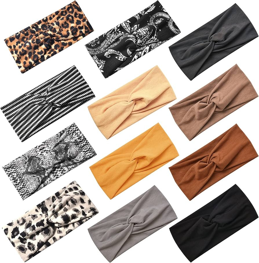 Jesries 12 Pack Headbands for Women Non Slip Elastic Hair Bands Yoga Workout Running Sport Sweat ... | Amazon (US)