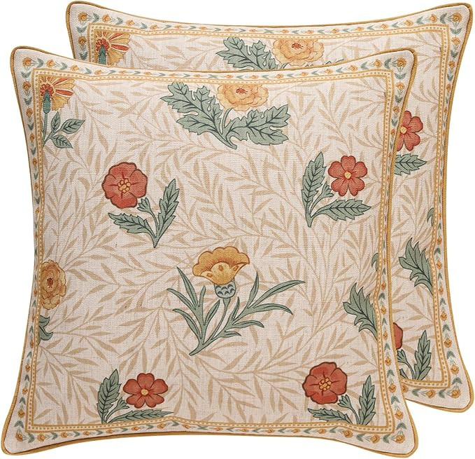 patdrea Designer Throw Pillow Covers for Couch 18"x18",Vintage French Linen Pillows Cover with Da... | Amazon (US)
