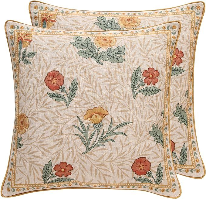 patdrea Designer Throw Pillow Covers for Couch 18"x18",Vintage French Linen Pillows Cover with Da... | Amazon (US)