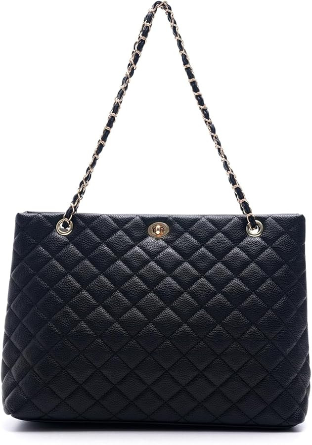 Large Chain Shoulder Bag for Women, Double Strap Handbags Tote Purse | Amazon (US)