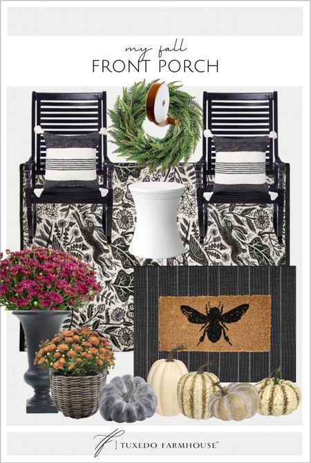 I’m using plum and bronze mums, a fern wreath and gray, black and rattan planters on my front porch this year. 

Porch rockers, outdoor decor, outdoor rugs. 

#LTKhome #LTKSeasonal #LTKstyletip