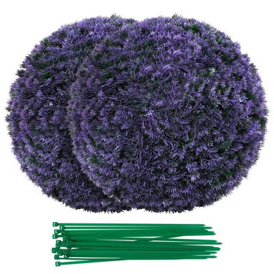 Resenkos 2-Pack Artificial Boxwood Topiary Balls, Purple Foliage for Indoor and Outdoor Display, Purple | Target