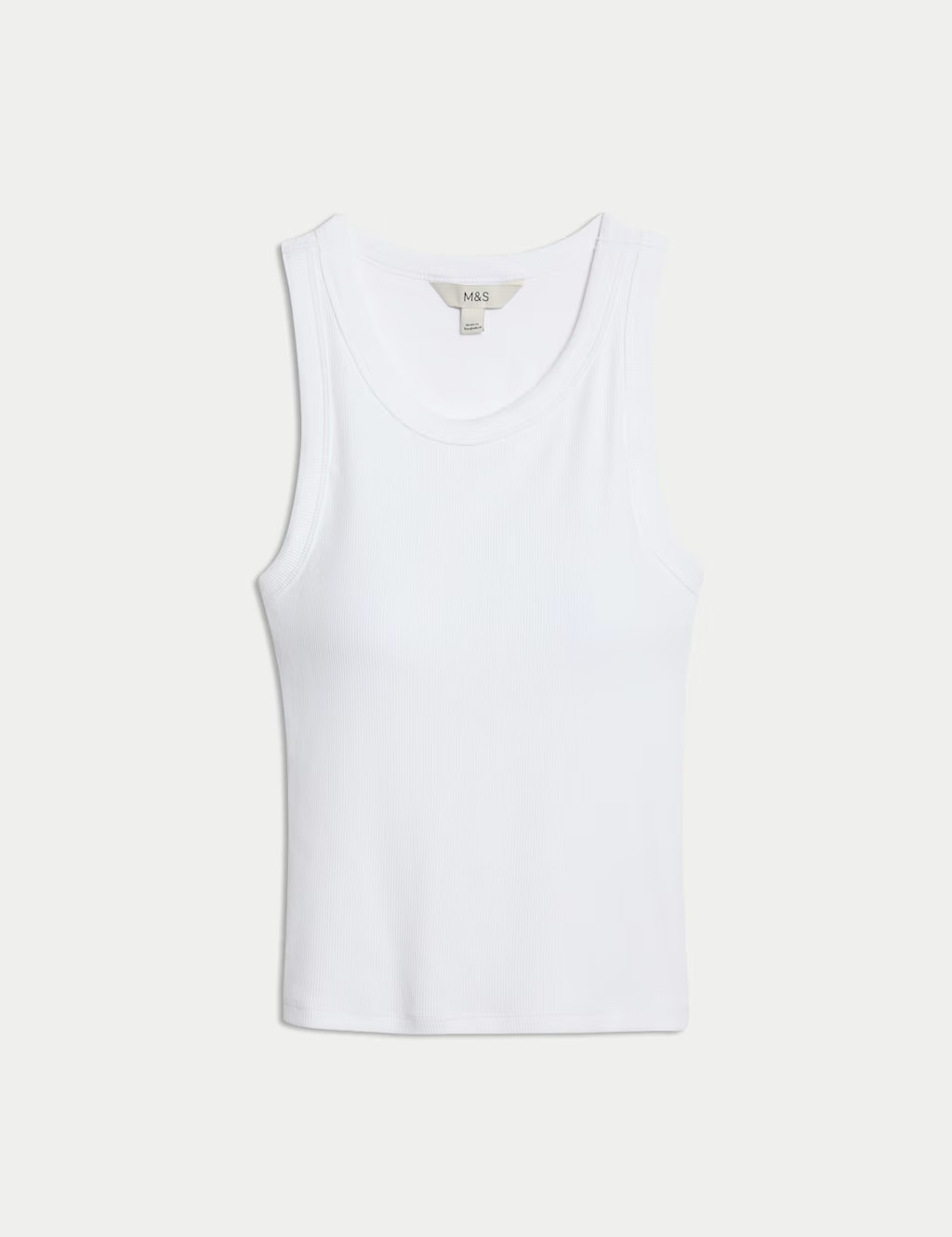 Cotton Rich Ribbed Scoop Neck Bra Vest Top | Marks & Spencer (UK)