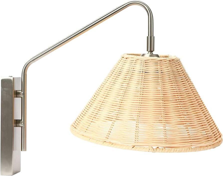 Creative Co-Op EC1116 Rattan and Metal Wall Sconce, Satin Nickle | Amazon (US)