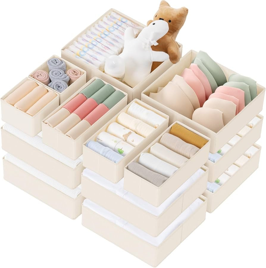 Criusia Drawer Organizer Clothes, 21 Pack Dresser Organizer for Baby Clothes, Underwear, Sock - F... | Amazon (US)