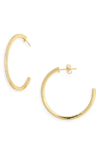NORDSTROM RACK 38mm CZ Pavé Hoop Earrings in Clear- Gold at Nordstrom Rack | Nordstrom Rack