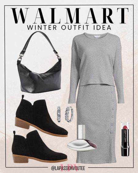 Own the day in this cozy-chic rib knit set from Walmart, paired flawlessly with trendy boots and a stylish shoulder bag. Elevate your glam with a pop of red lipstick and statement earrings. Unleash confidence with comfort and style. Walmart, where fashion meets comfort effortlessly. 

#LTKHoliday #LTKCyberWeek #LTKSeasonal