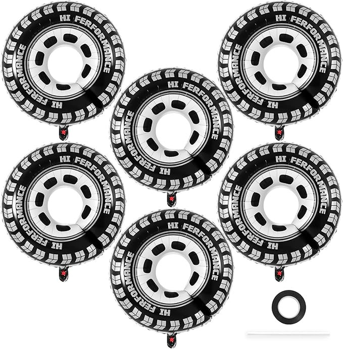 6 Pcs Large Wheel Balloons, 30 Inch Tire Balloons Race Car Wheel Balloons, Race Car Party Decorat... | Amazon (US)