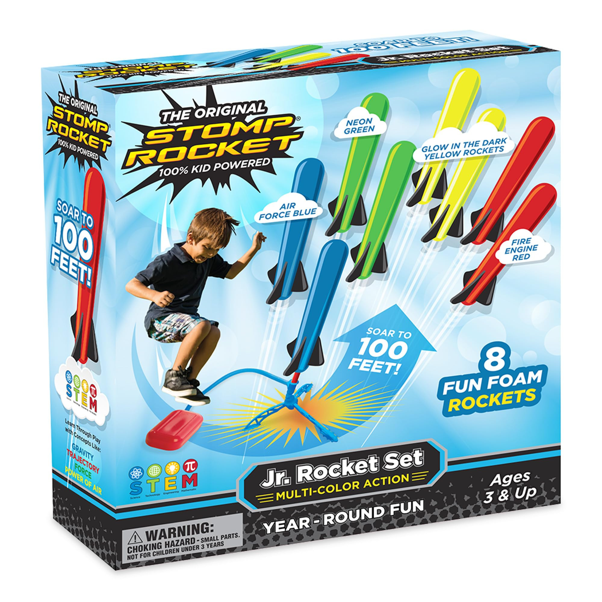 Stomp Rocket Jr Multi-Color Rocket Launcher for Kids, 8 Rockets - Fun Outdoor Kids Gifts for Boys... | Amazon (US)