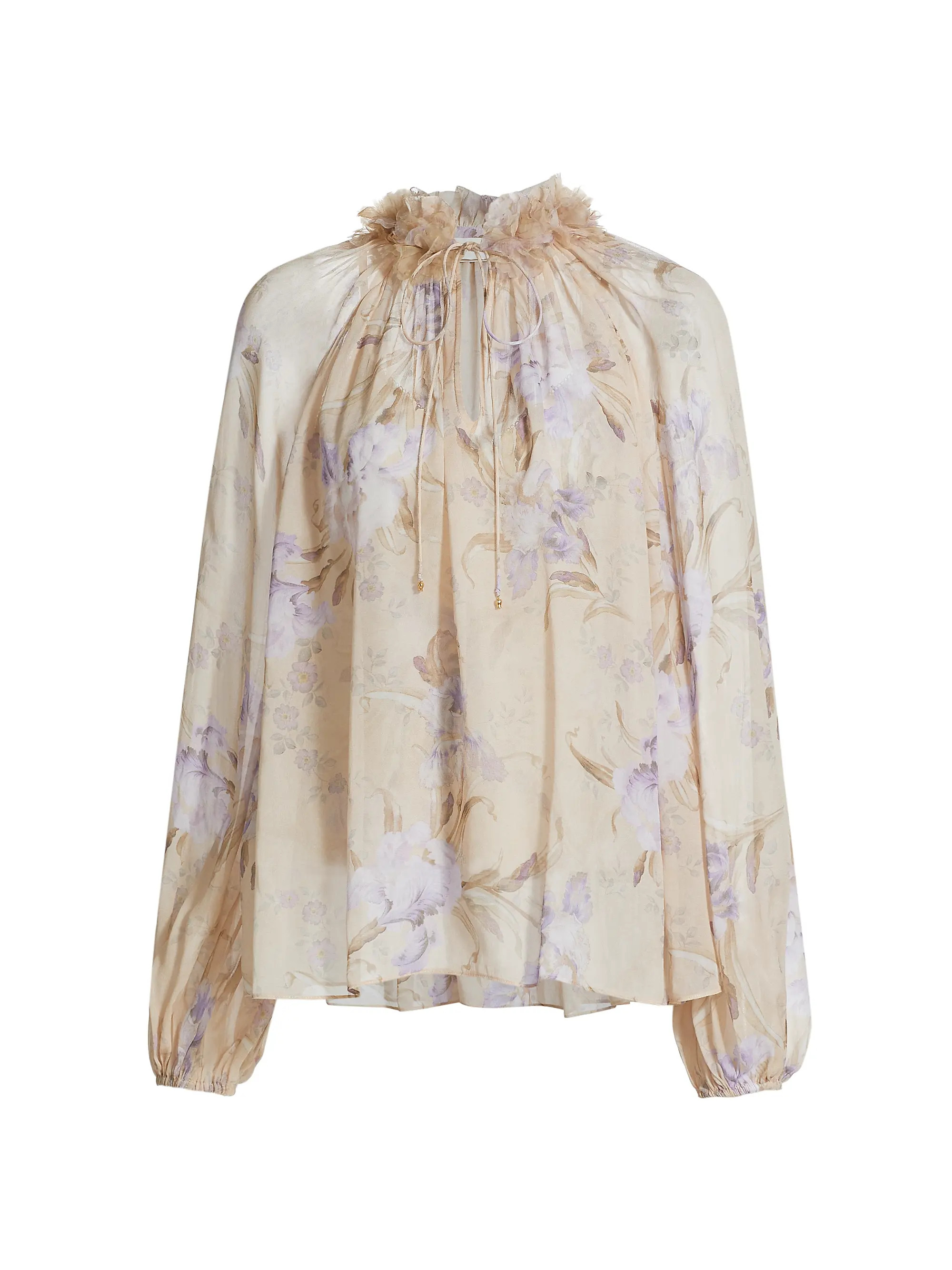 Eden Floral Ruffled Neck Blouse | Saks Fifth Avenue
