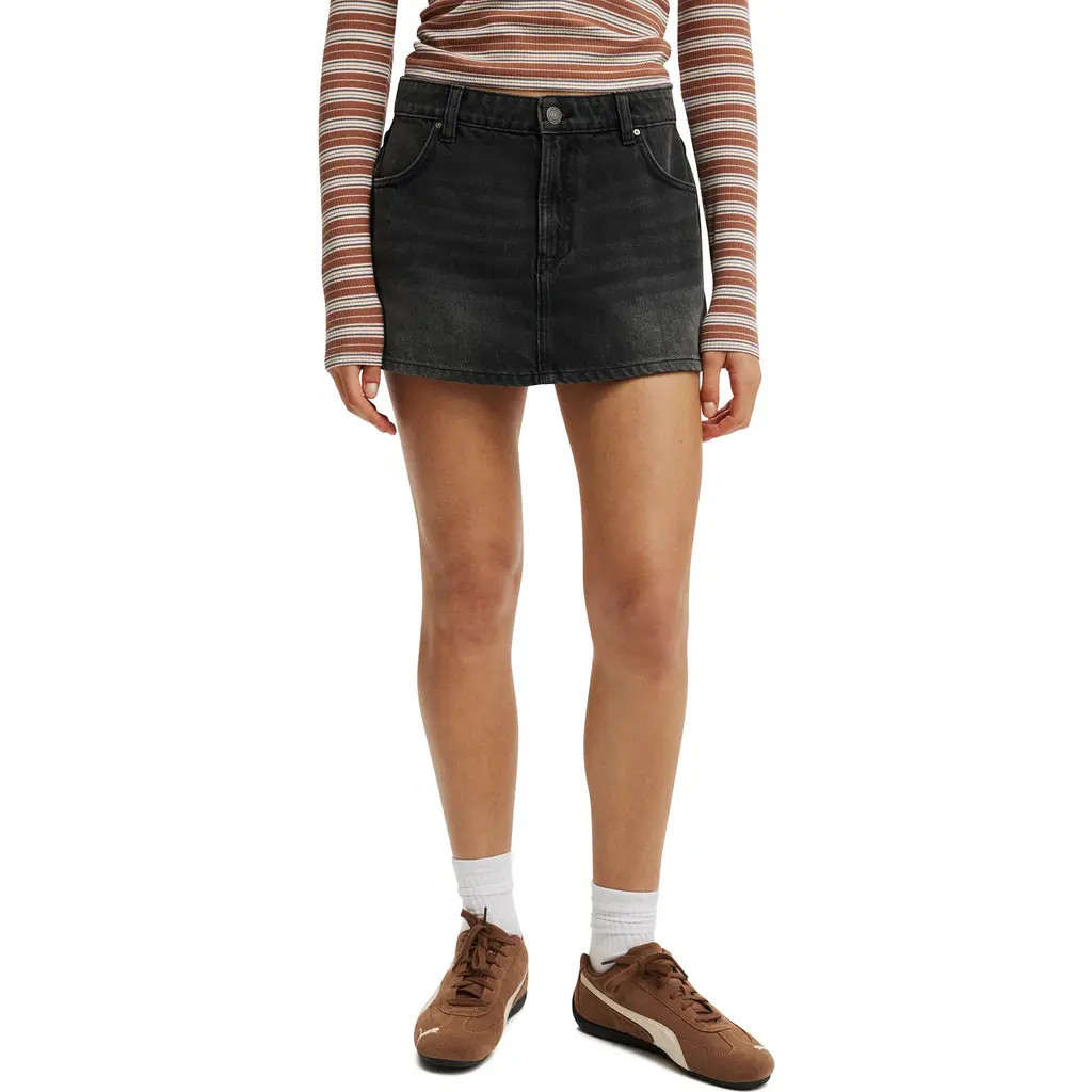 Cotton On Women's Mini Denim Skort in Faded Black at Nordstrom, Size 0 | Nordstrom