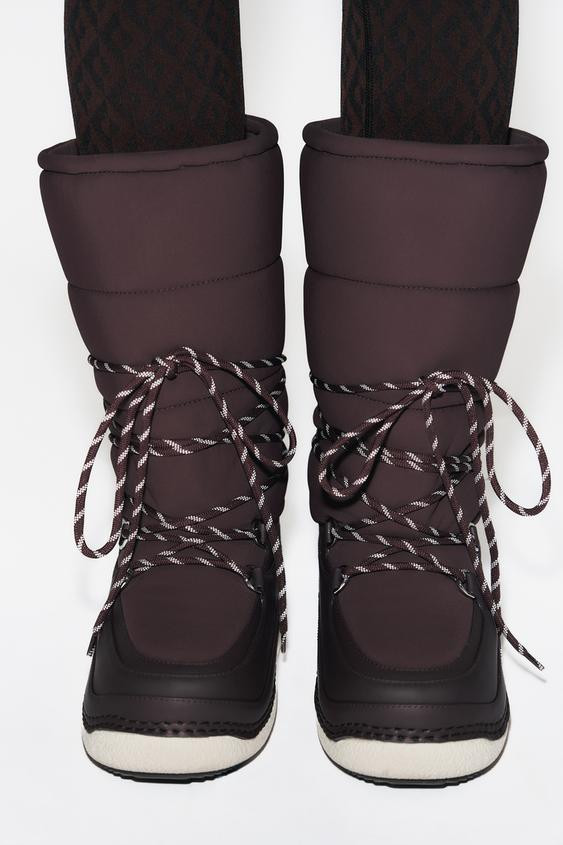 Boot-style shoes. Padded shaft in a combination of materials. Straps in a combination of colors a... | Zara US