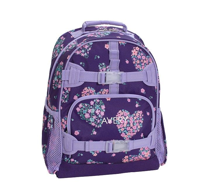 Mackenzie Plum Flower Hearts Backpacks | Pottery Barn Kids