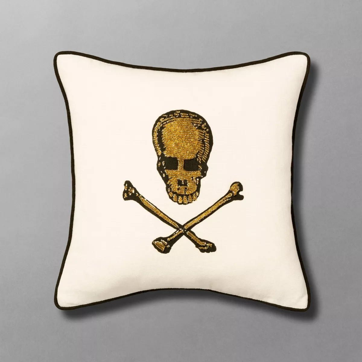 12"x12" Beaded Skull and Crossbones Square Throw Pillow - John Derian For Target | Target