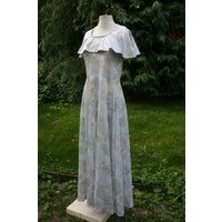 Vintage 70S Pale Blue Floral Maxi Dress/ Cape Dress, Size 10 UK | Etsy (UK)