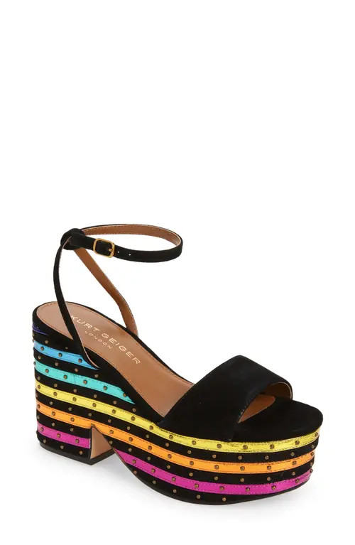 Kurt Geiger London Shoreditch Rainbow Platform Sandal in Charcoal at Nordstrom, Size 7Us | Nordstrom