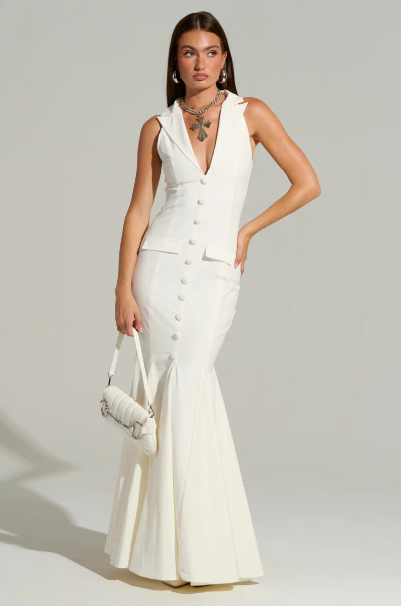 STRICTLY BUSINESS BUTTON UP MAXI DRESS | AKIRA