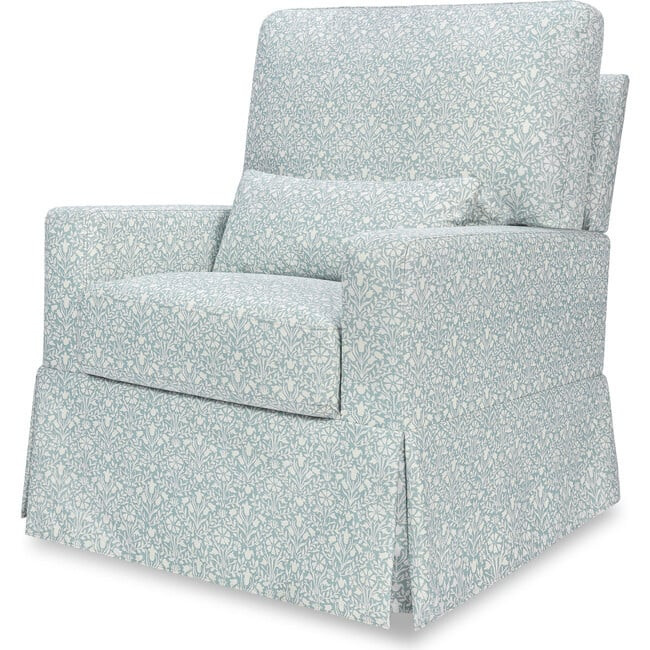 Namesake | Crawford Pillowback Comfort Swivel Glider, Bellflowers in Powdered Blue | Maisonette | Maisonette