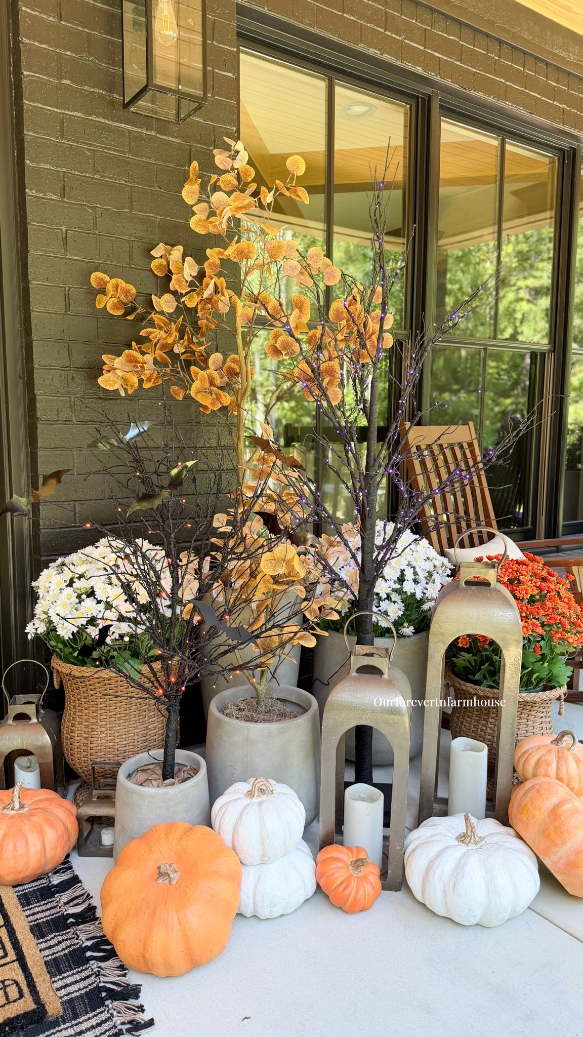 It’s never too early to decorate for spooky season, right? 👻🖤

I started transitioning our front porch from fall to Halloween, and I love how these @nearlynaturalfloral pieces let me mix the two together. I kept their fall eucalyptus trees that I already love and added their black lighted Halloween trees for a little spooky twist.

The larger black trees light up in both orange AND purple, while the smaller ones glow orange and have the cutest little bats tucked into the branches. 🎃🦇 I added a few pumpkins, lanterns and faux mums to finish everything off, and I love how it all looks against our black house.

I linked the Nearly Natural trees I used here if you’re ready to start decorating for spooky season too! 🖤

#LTKHome #LTKSeasonal