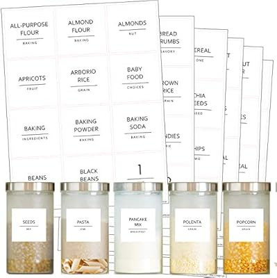 Talented Kitchen 144 Minimalist Pantry Labels Set. Black Print on White Matte Backing, Water Resi... | Amazon (US)