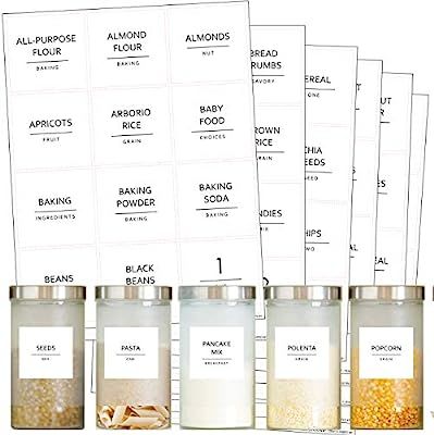 Talented Kitchen 144 Minimalist Pantry Labels Set. Black Print on White Matte Backing, Water Resi... | Amazon (US)