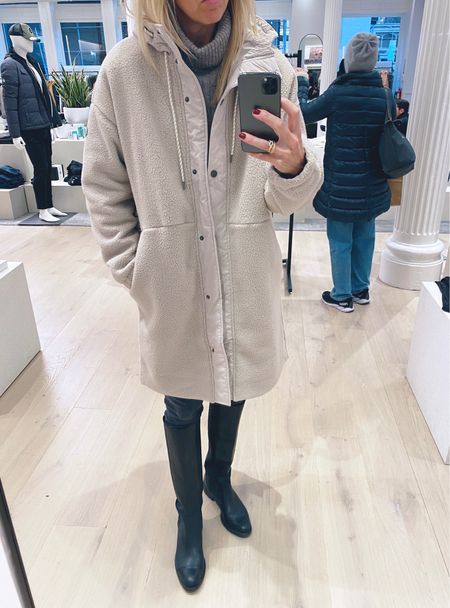 Shopping in NYC! Gretchen wearing the hooded Sherpa trench. Runs a touch big. G wearing a small here and it’s roomy.

#LTKSeasonal #LTKHoliday #LTKGiftGuide