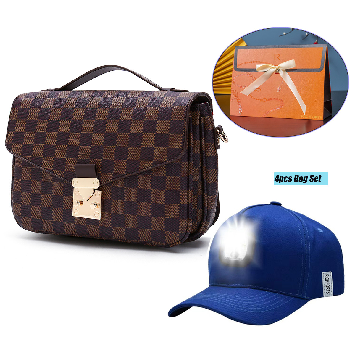 Richports Checkered Tote Women's Bags Shoulder Crossbody Handbags With Waist Packs 2pcs Set | Walmart (US)