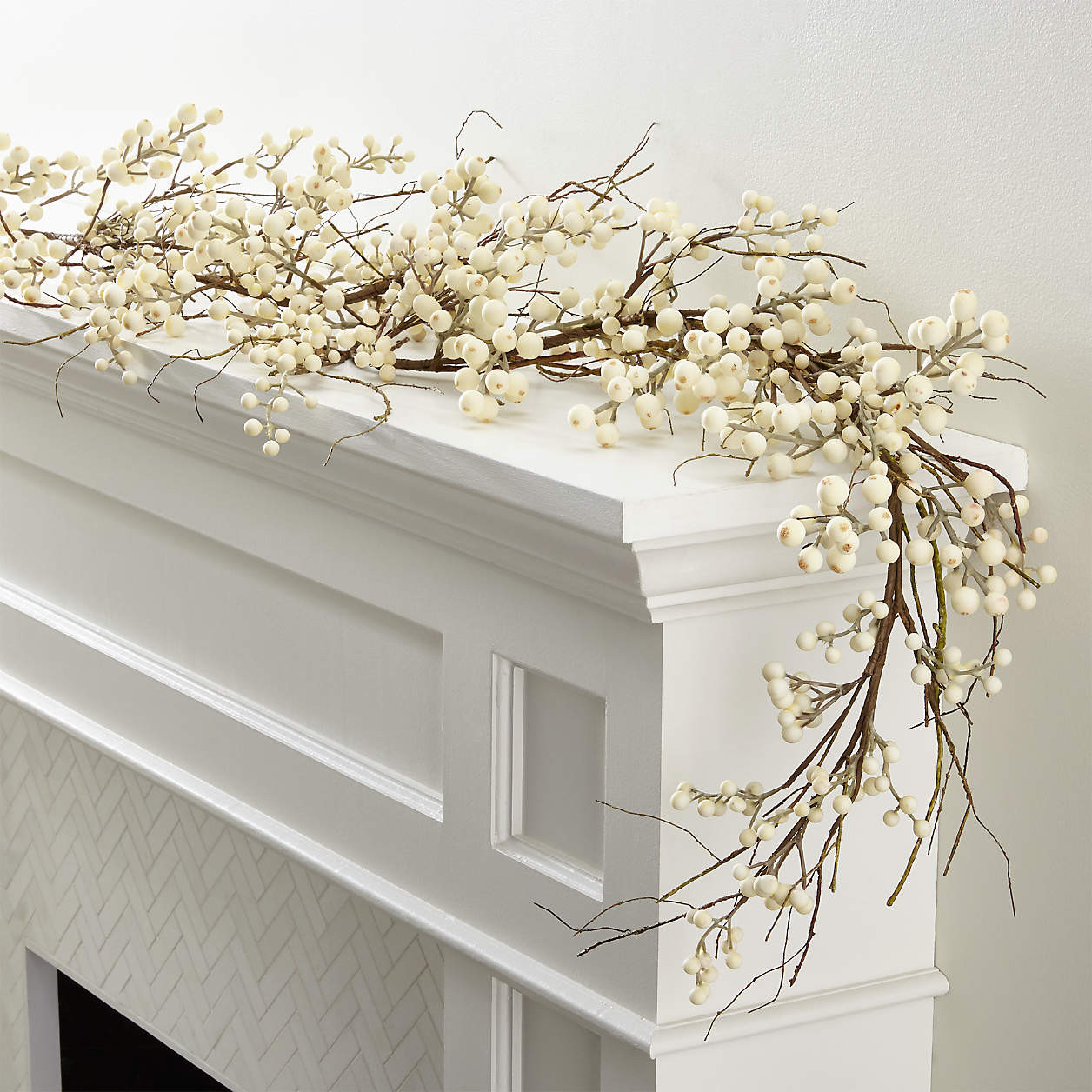 Faux White Ilex Berry Christmas Garland 6' + Reviews | Crate & Barrel | Crate & Barrel