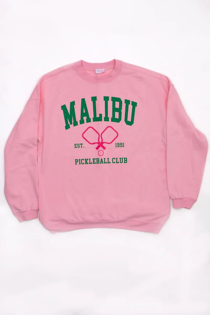Malibu Pickleball Light Pink Oversized Graphic Sweatshirt | Pink Lily