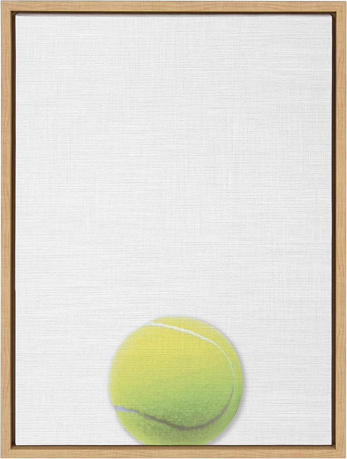 DesignOvation Sylvie Color Tennis Ball Portrait Framed Canvas Wall Art, 18x24 Natural, Sporty Wal... | Amazon (US)