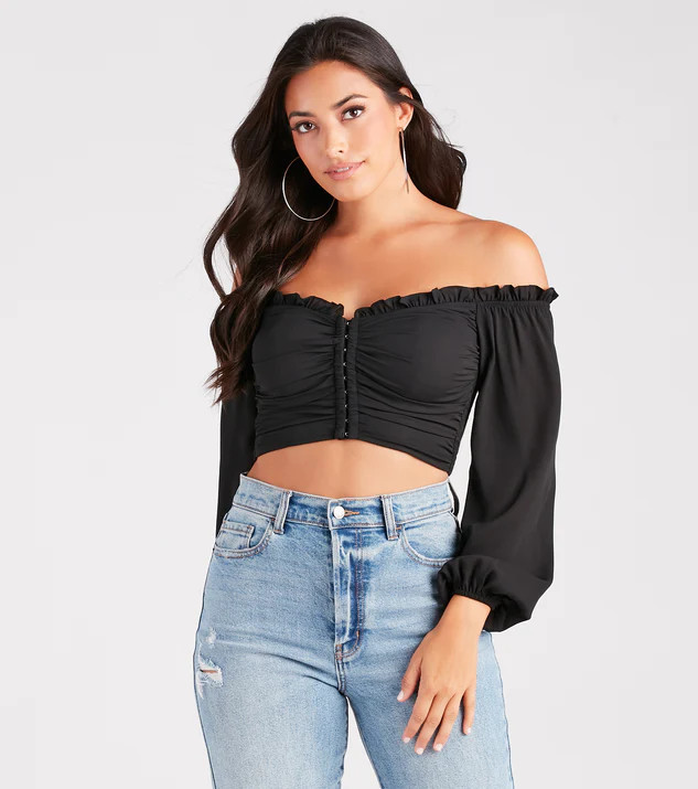 Flirty Attraction Chiffon Corset Crop Top | Windsor Stores