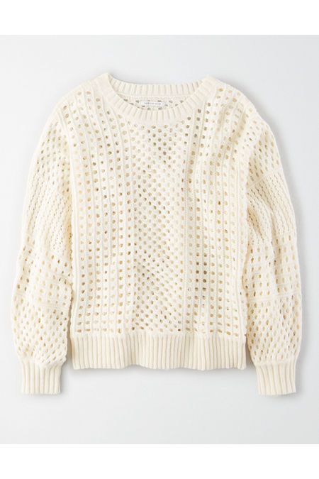 AE Pointelle Crew Neck Sweater | American Eagle Outfitters (US & CA)