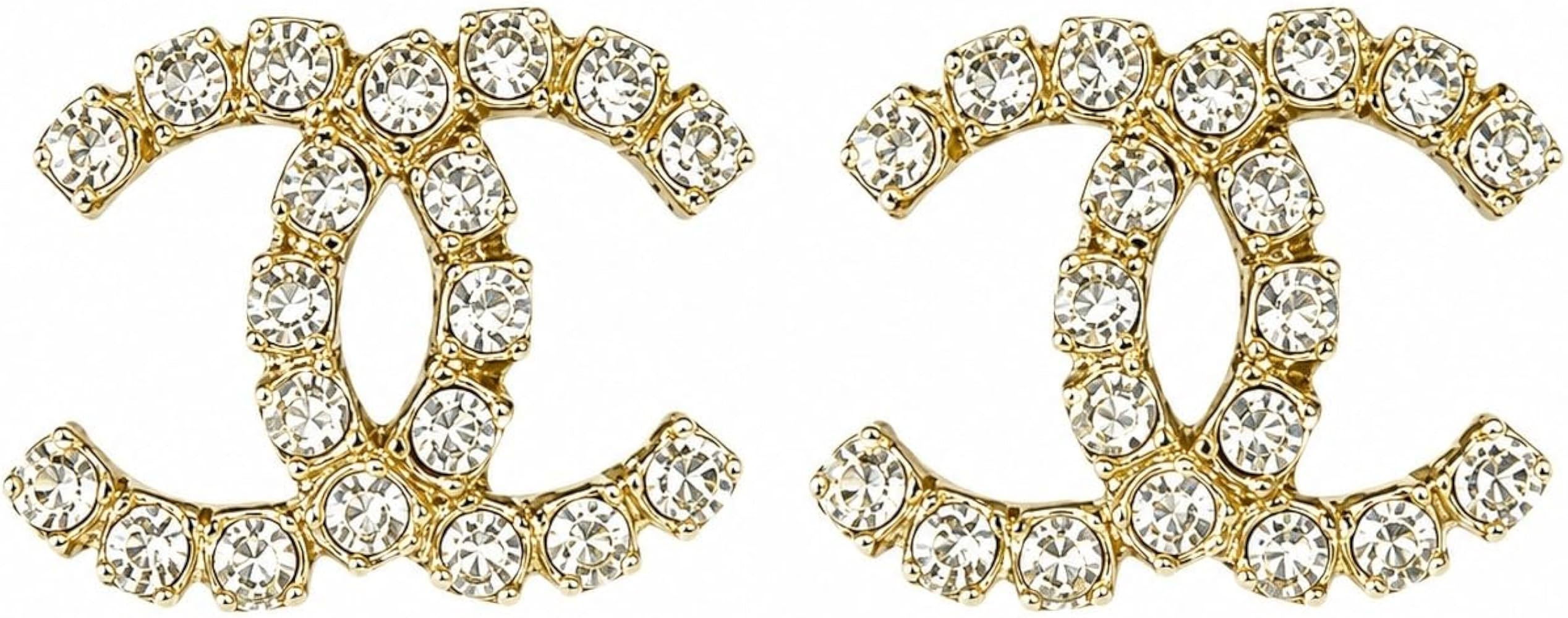 Gold Tone Rhinestone Curved Stud Earrings \u2013 Sparkling Crystal Geometric Earrings for Women \... | Amazon (US)