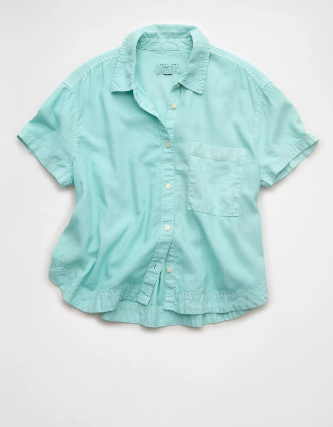 AE Cropped Button-Up Shirt | American Eagle Outfitters (US & CA)