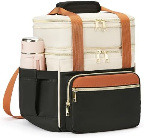 Insulated Lunch Bag & Lunch Box for Women - Double Deck Reusable Lunch Bag for men Tote Cooler Ba... | Amazon (US)