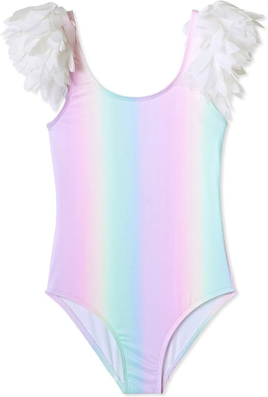 Rainbow Bathing Suit with Petal Shoulder Trim | Amazon (US)