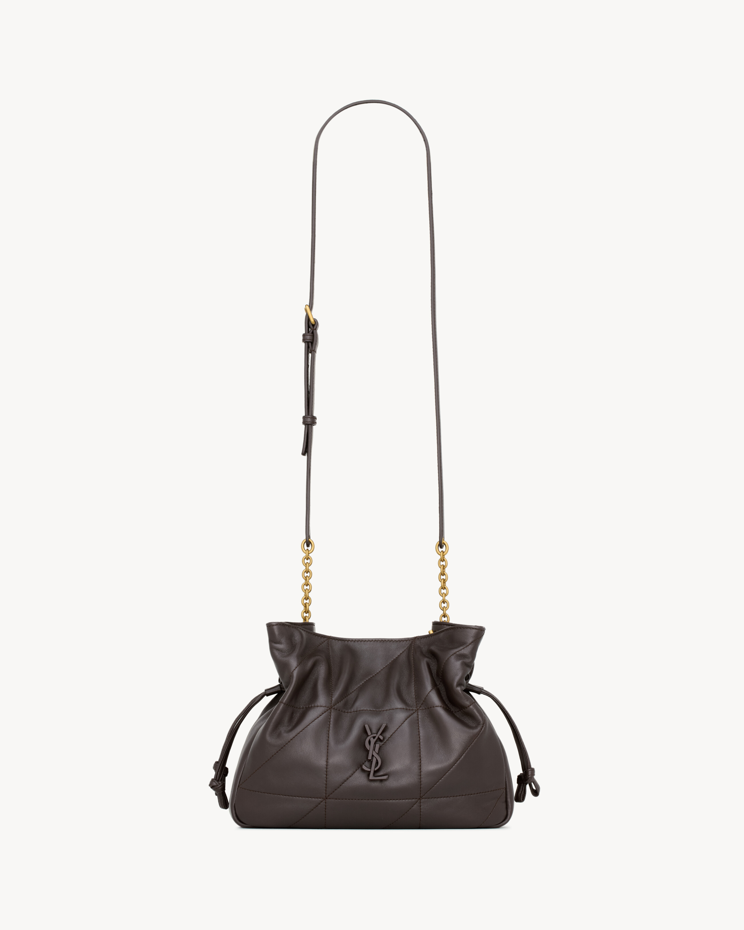 The shoulder pouch version of the JAMIE, decorated with a leather-covered CASSANDRE and CARRÉ RI... | Saint Laurent Inc. (Global)