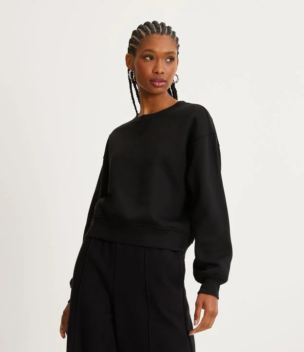 Blusão Cropped Básico em Moletom com Gola Redonda Branco - Lojas Renner | Renner (BR)