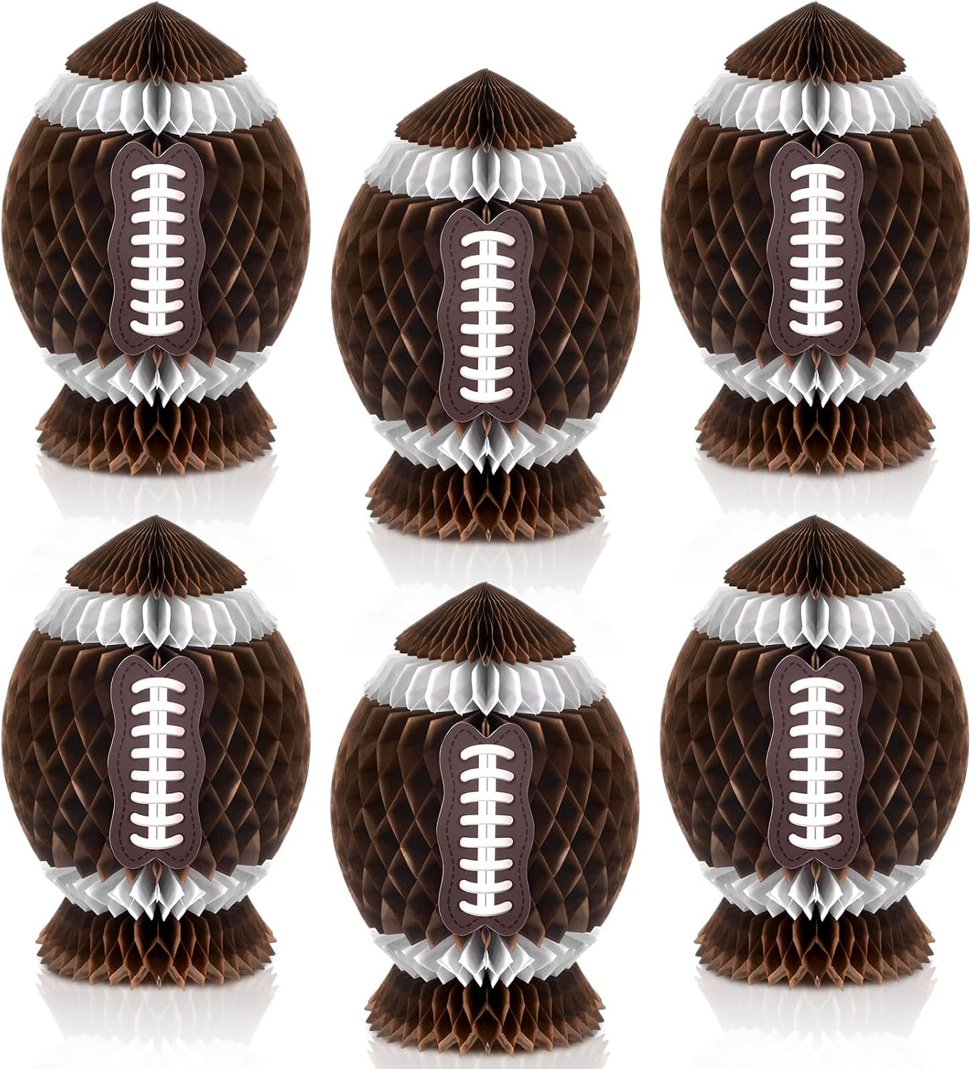 Fourluoo 6 Pcs Football Party Decorations Large Football Honeycomb Centerpieces 3D Ball Table Decor Sports Ball Paper Honeycomb Decorations for Tailgate Party Decoration(Dark Brown,9.8 Inch) | Amazon (US)