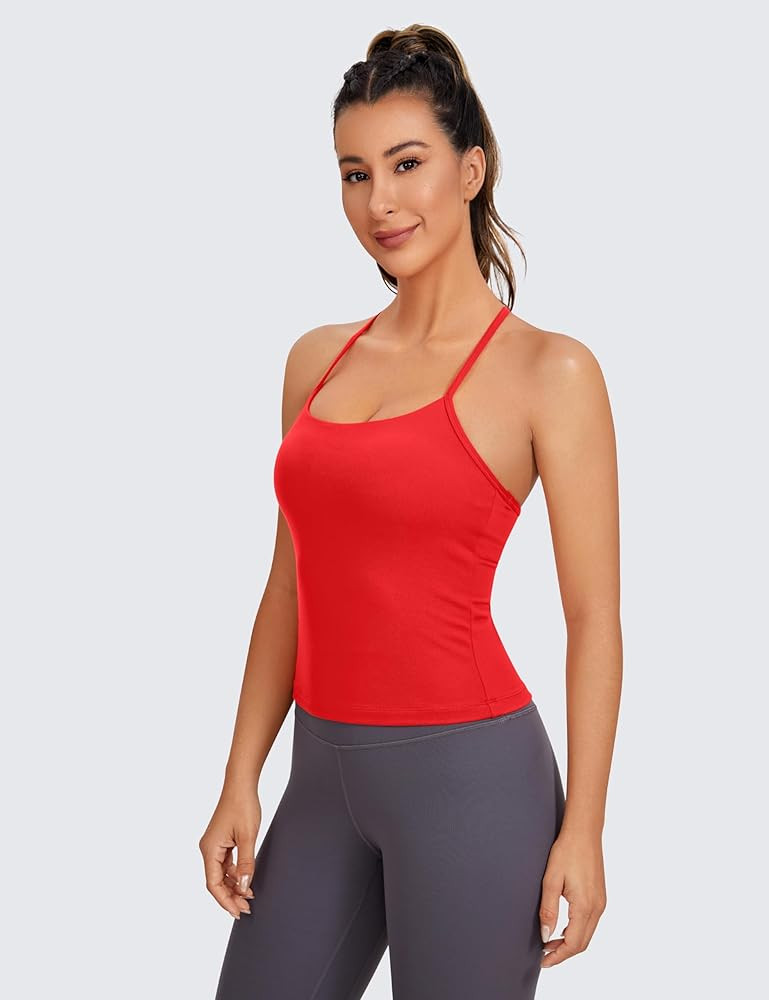 CRZ YOGA Butterluxe Womens Workout Racerback Tank Top with Built in Bra - Scoop Neck Spaghetti St... | Amazon (US)