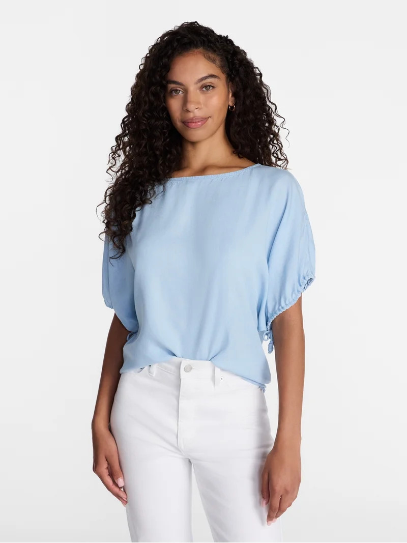 Time and Tru Women's Boatneck Top with Dolman Sleeves, Sizes XS-XXXL | Walmart (US)