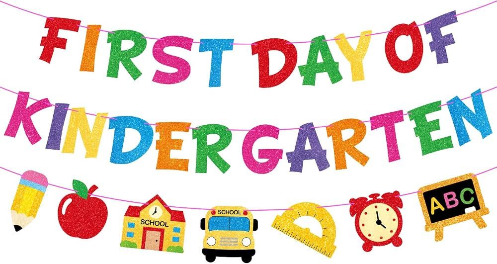 First Day Of Kindergarten Banner Decor, Back To School Kindergarten Garland Decor, First Day Of S... | Amazon (US)