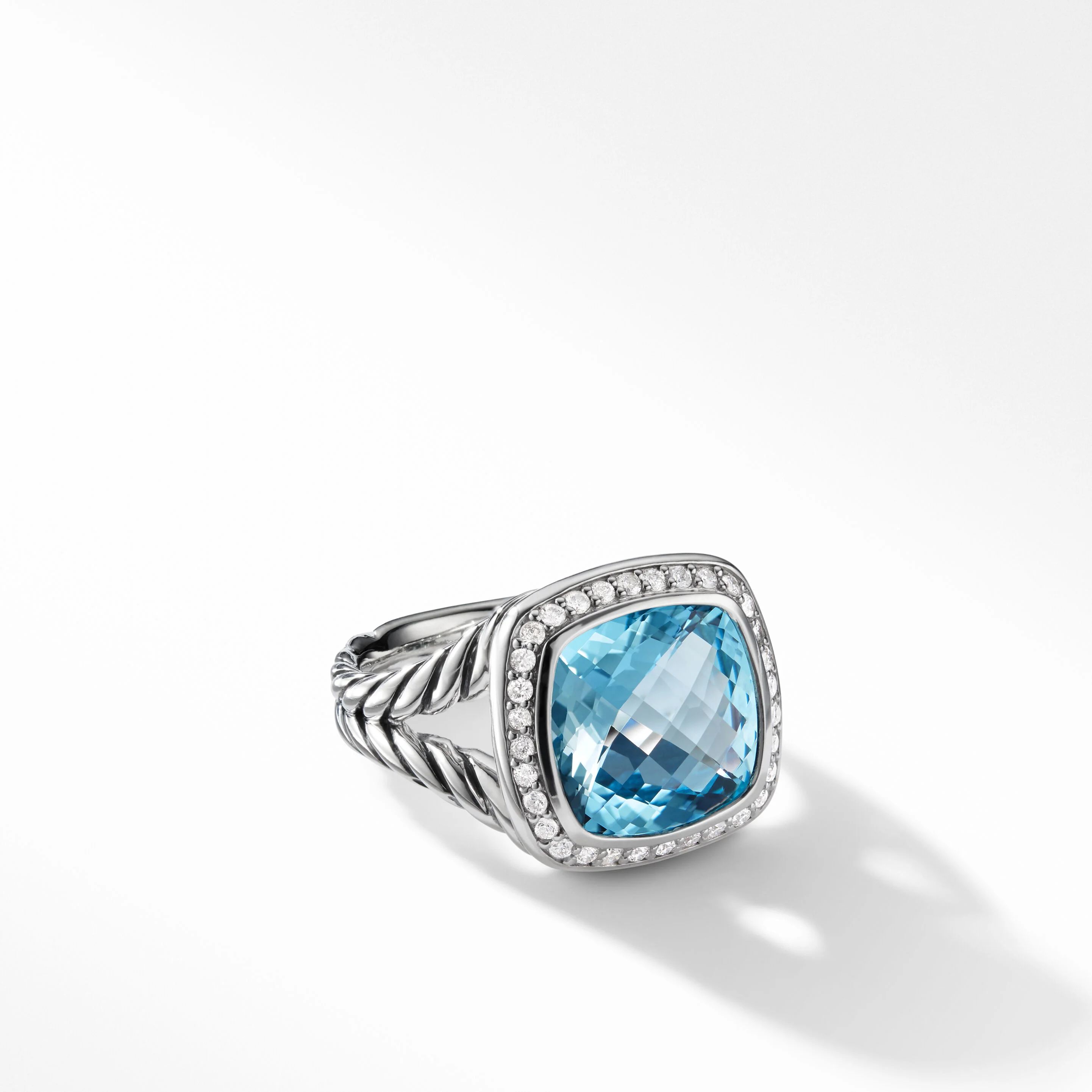 Albion® Ring in Sterling Silver with Blue Topaz and Pavé Diamonds | David Yurman