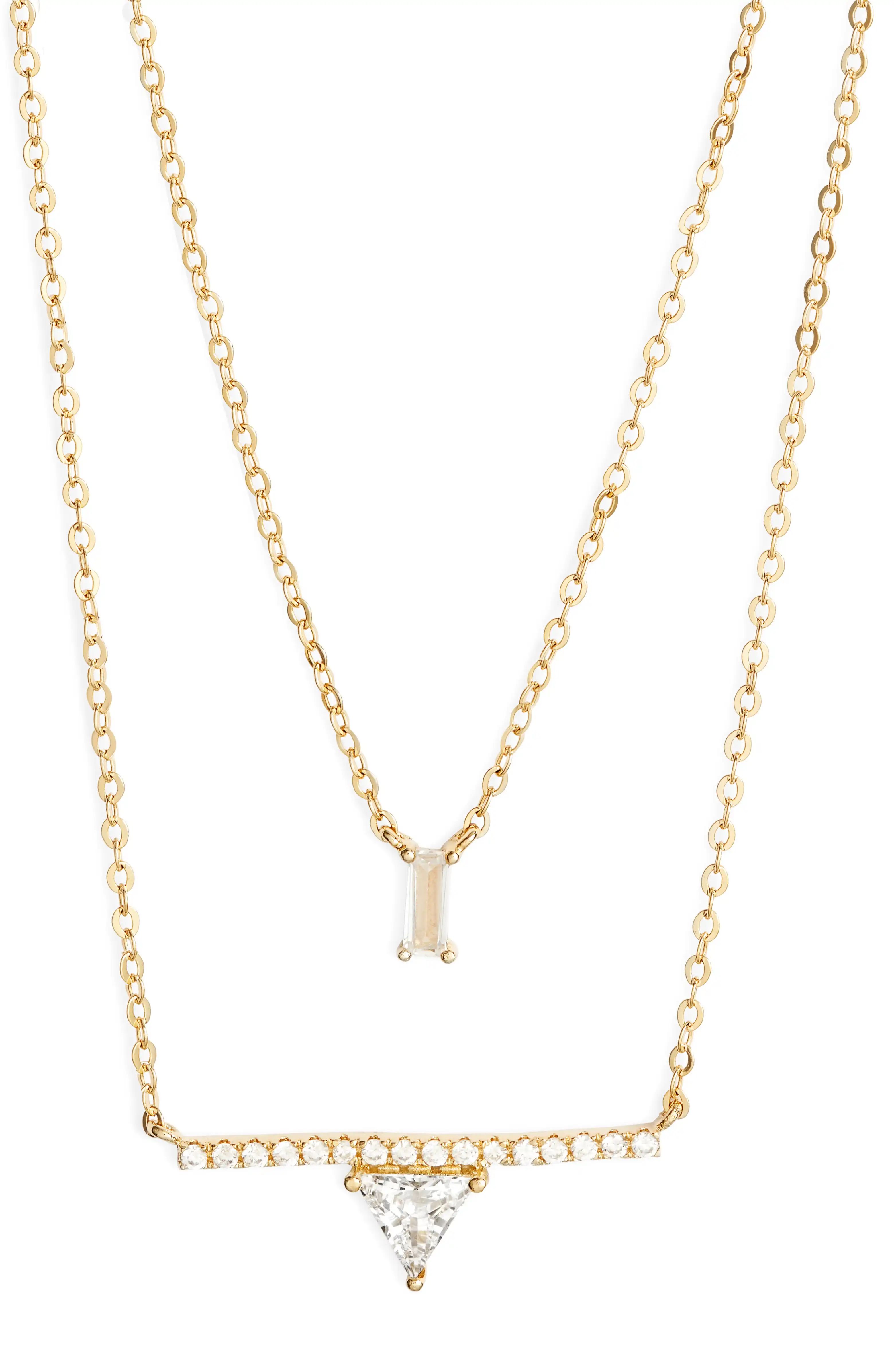 Two-Tier Baguette & Trillium Cubic Zirconia Pendant Necklace | Nordstrom