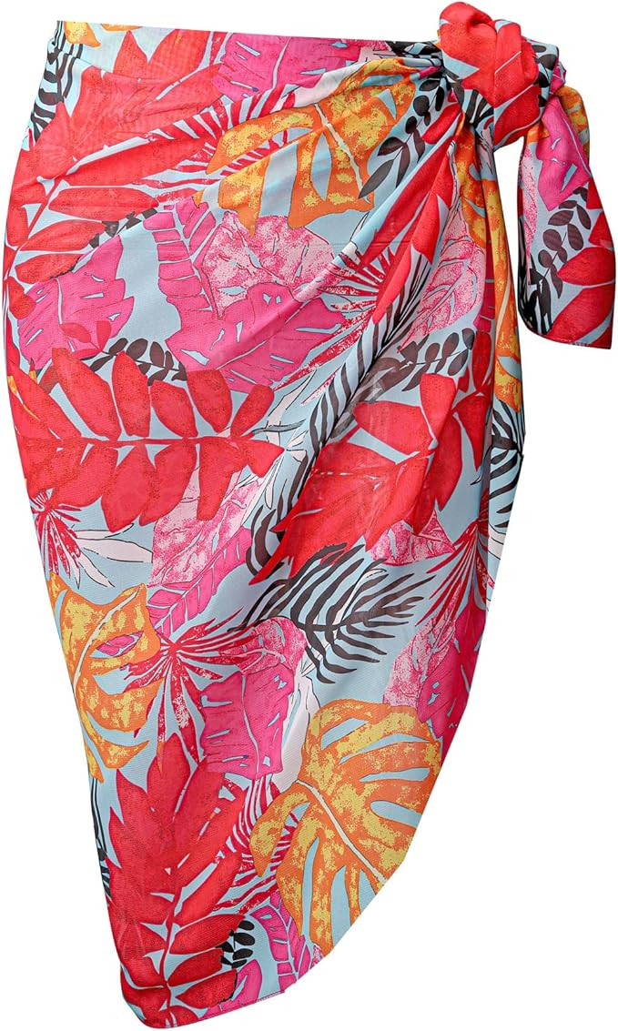 Ayliss Womens Swimwear Chiffon Printed Cover up Beach Sarong Pareo Bikini Swimsuit Wrap | Amazon (US)