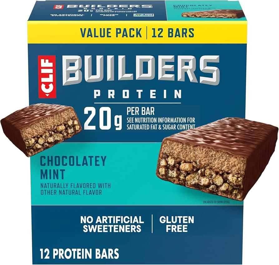 CLIF BUILDERS Protein Bars - Chocolatey Mint - 20g Plant Based Protein - Gluten Free - Non-GMO - ... | Amazon (US)